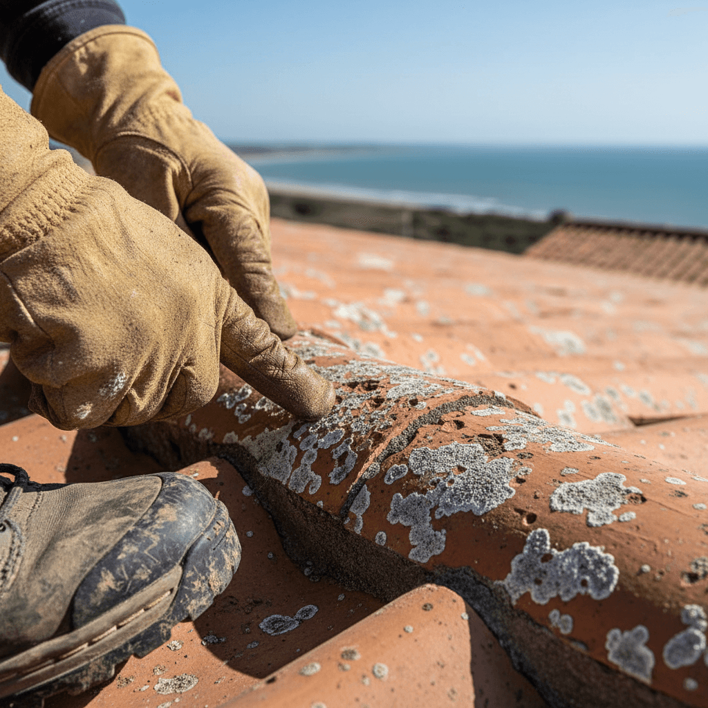 Close-up of cracked roof tile on a Sydney home