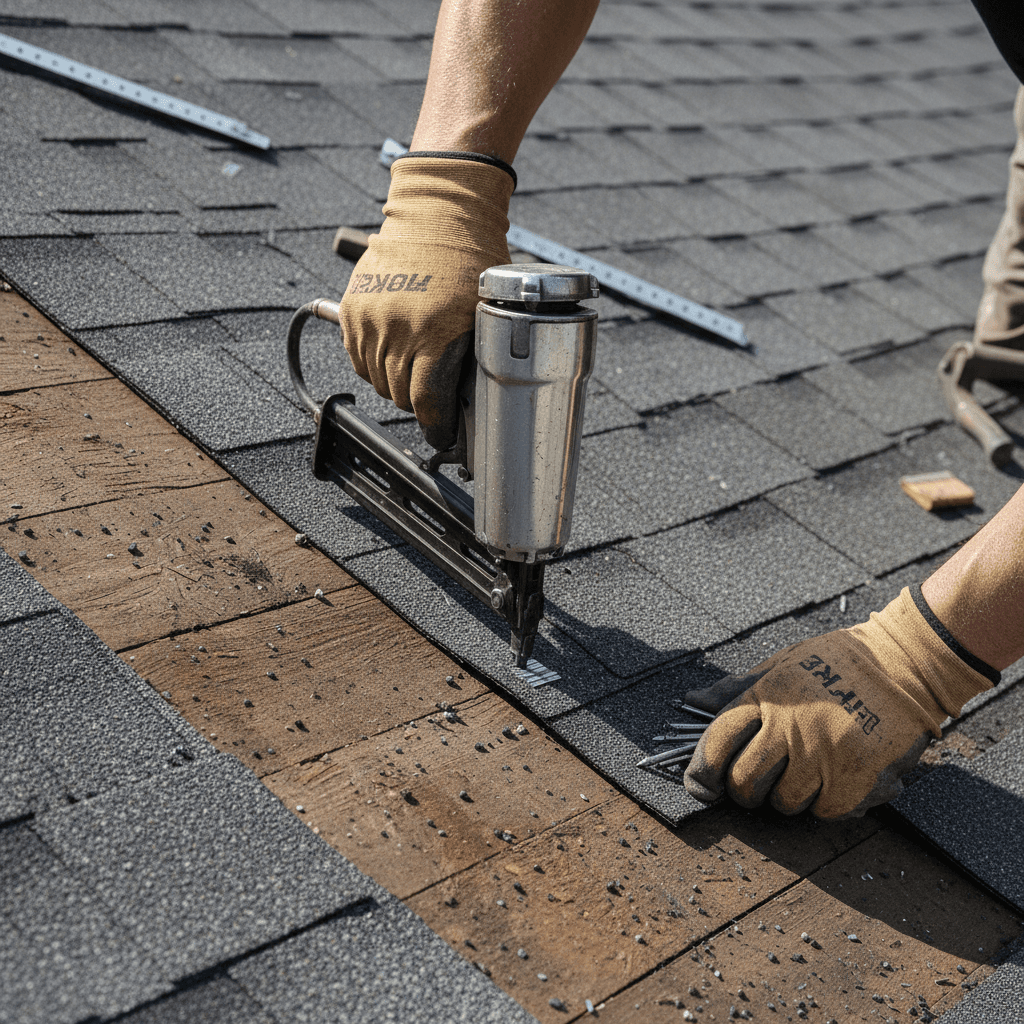 Roofer working on a roof valley seal on a Sydney home